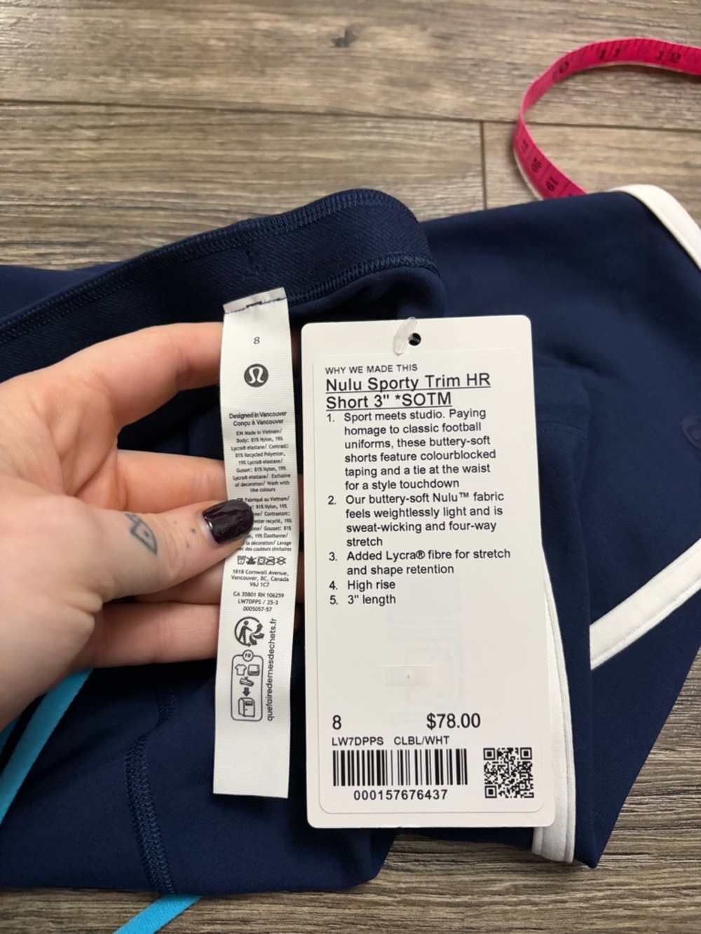 NWT Lululemon Nulu Sporty Trim High-Rise Short *3” (Club Blue/White) Size 8 - Picture 2 of 5